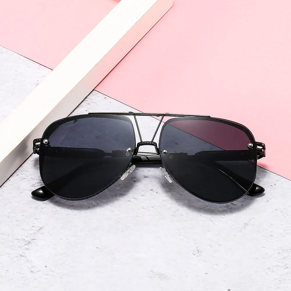 Hollow Pattern Oval Sunglasses, Luxury Trend, Metal Alloy Frame, Gradient Lens, Conspicuous, for Men and Women