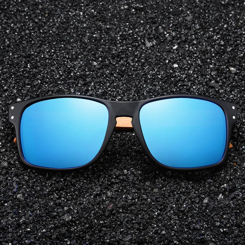 EZREAL Handmade Polarized Wood Sunglasses for Men - Outdoor Driving Sun Glasses with Reinforced Hinge