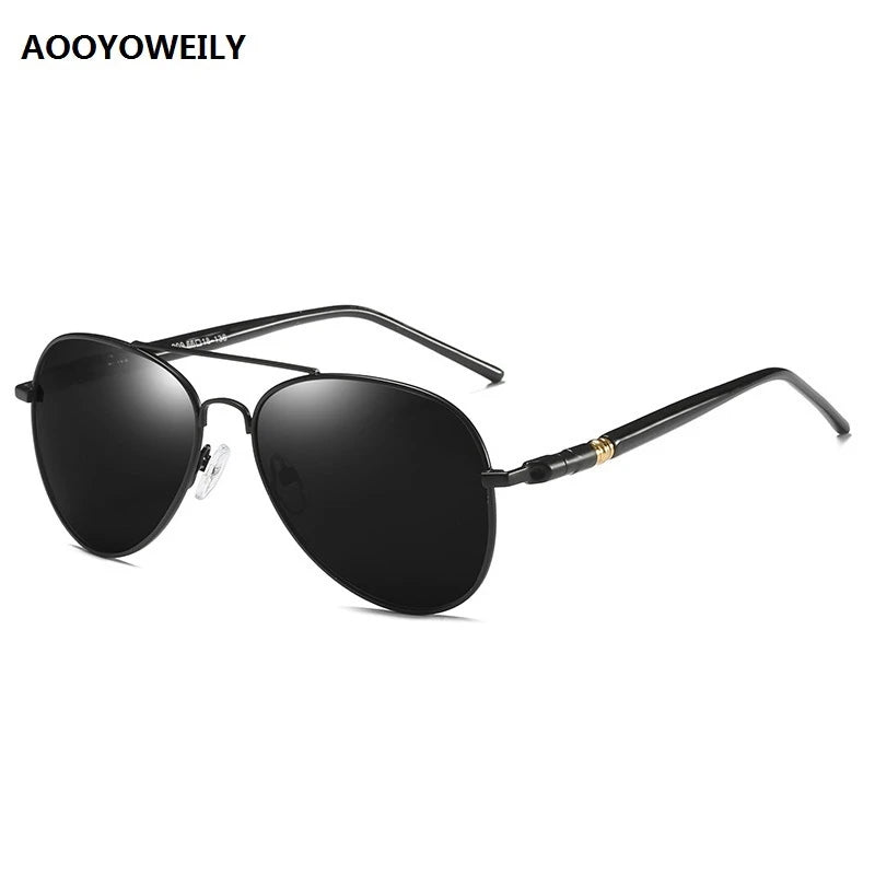 Luxury Polarized Sunglasses for Men and Women - Designer Vintage Black Pilot Style - Ideal for Driving, UV400 Protection