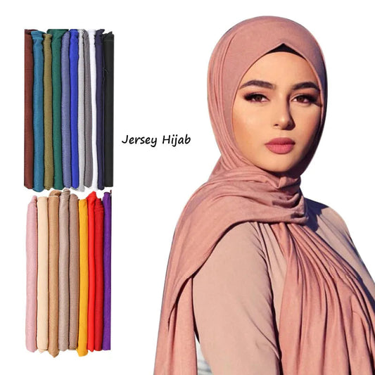 Fashion Polyester Jersey Hijab Scarf, Long Shawl, Plain Soft Turban, Tie Head Wraps for Women, African Headband, 170x60cm