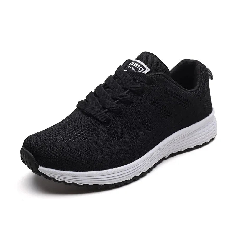 Women's Casual Breathable Mesh Sneakers, 2021 Fashion Gym Vulcanized Shoes, White Flat Walking Shoes for Women