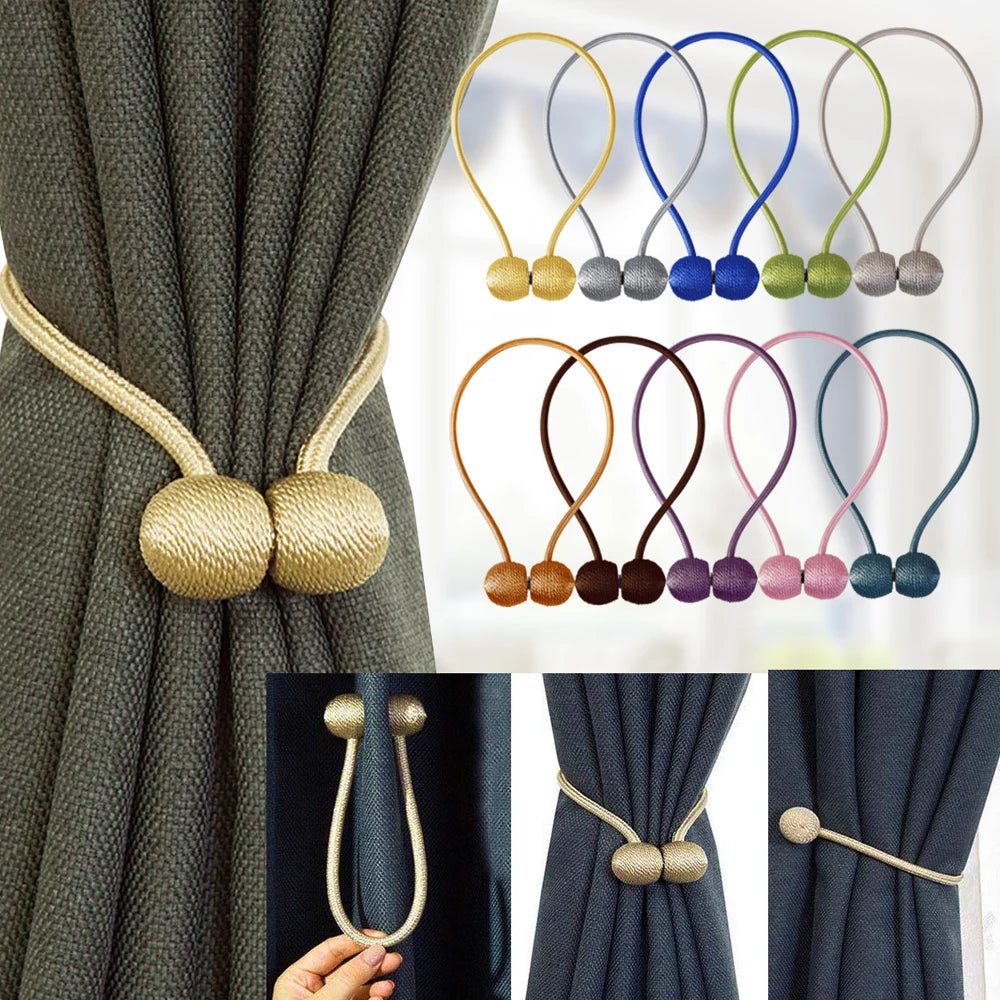 BELAVENIR 2Pcs Magnetic Curtain Tieback High Quality Clip Curtains Buckle Holder Decorative Home Polyester Curtains Accessories