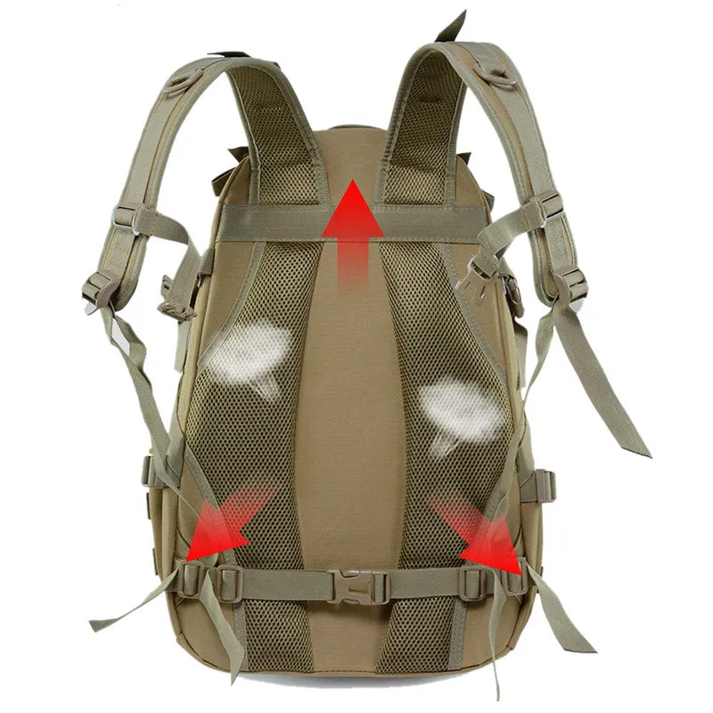 40L Military Camping Backpack for Men - Tactical Molle Rucksack for Hiking and Climbing with Reflective Shoulder Straps