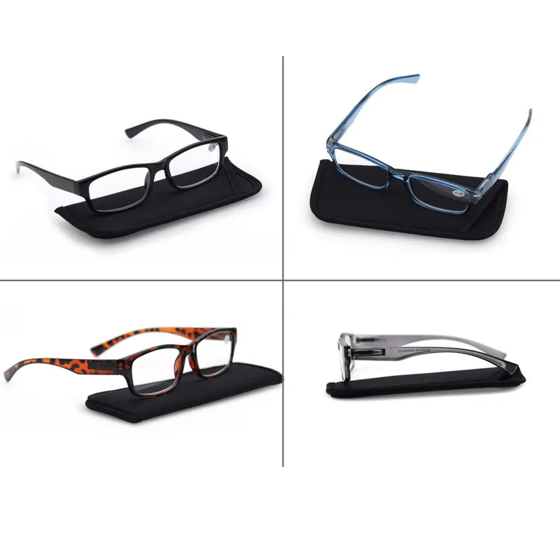 Square Reading Glasses - Durable Frame, Flexible Spring Hinge - Clear View - Magnification Strength +0.5 to +5.0 for Men and Women