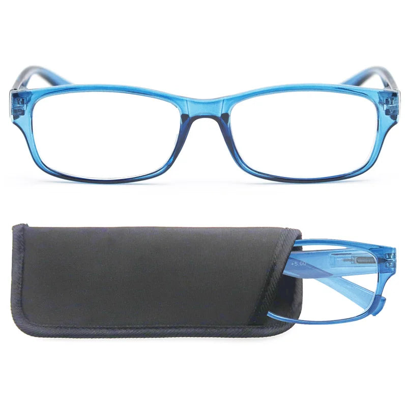 Square Reading Glasses - Durable Frame, Flexible Spring Hinge - Clear View - Magnification Strength +0.5 to +5.0 for Men and Women