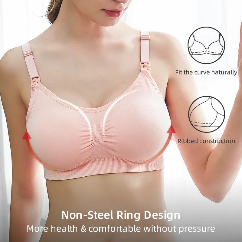 High-Quality Plus Size Nursing Bra, Breathable, for Breastfeeding, Seamless Maternity Bra, Push-Up