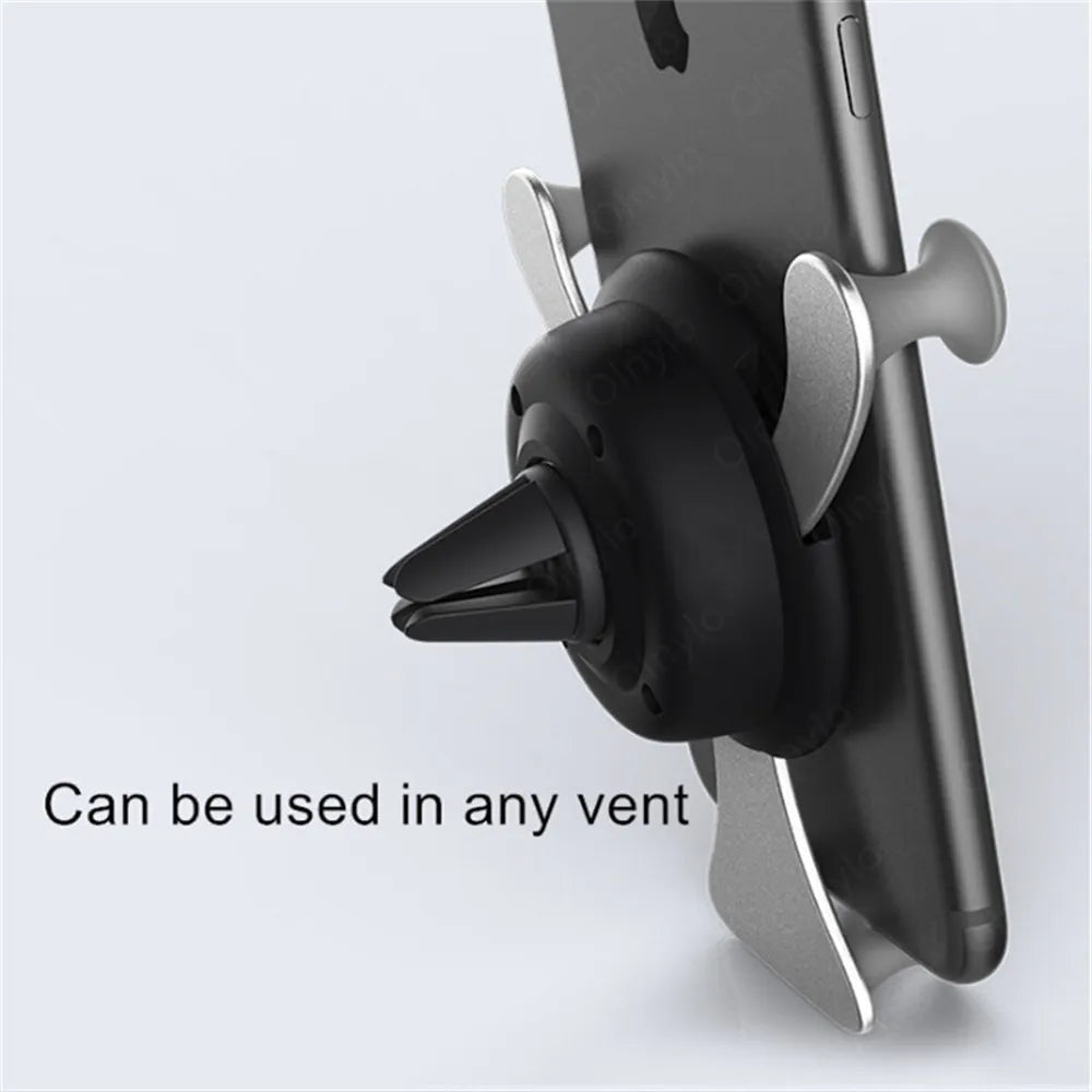 Gravity Car Phone Holder with Air Vent Clip, Smile Face Design, for iPhone 12 Pro Max, Xiaomi, Samsung - Mobile GPS Stand