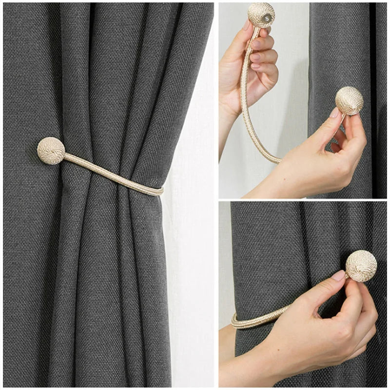 BELAVENIR 2Pcs Magnetic Curtain Tieback High Quality Clip Curtains Buckle Holder Decorative Home Polyester Curtains Accessories