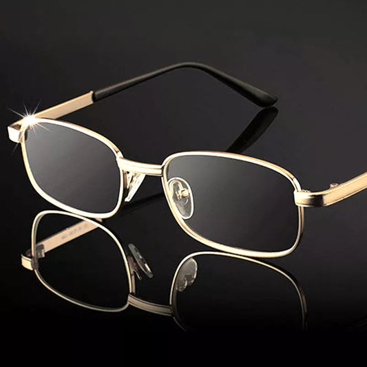 Real Glass Lens Square Reading Glasses - Men and Women Full Frame Presbyopic Eyewear +1.5, +2.0, +2.5 Diopter Anti-Scratch