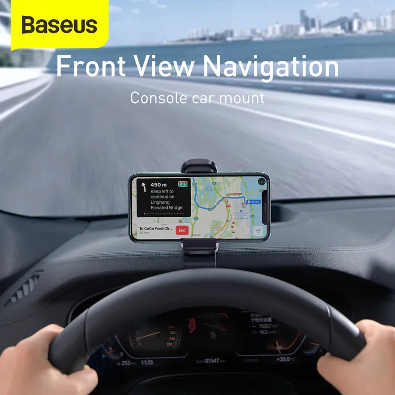 Baseus 360 Degree Car Phone Holder - GPS Navigation Dashboard Stand, Universal Clip Mount Bracket