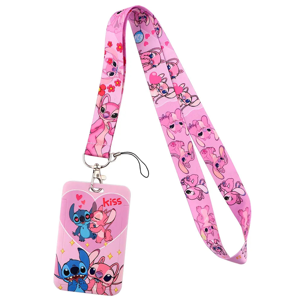 Lilo Stitch Cute Couples Lanyard for Keys, Credit Card Cover, Pass, Mobile Phone Charm Straps, ID Badge Holder, and Key Accessories