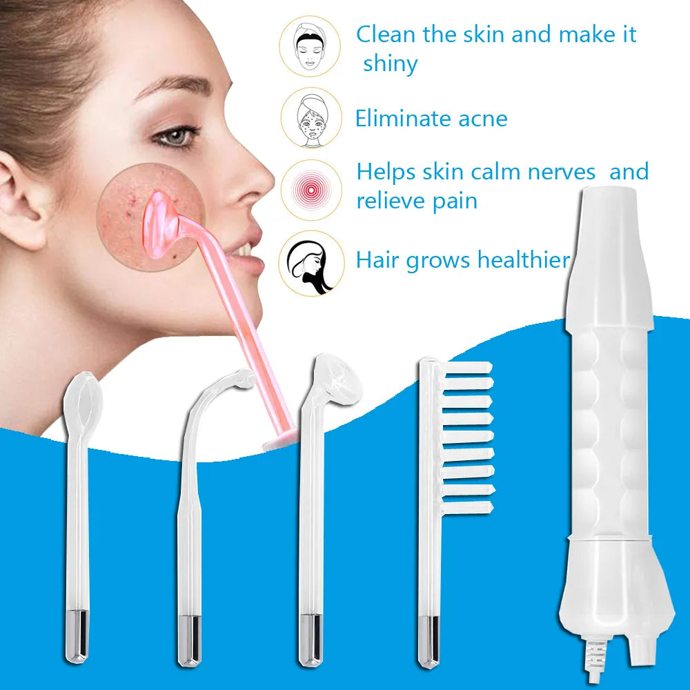 Four Tubes Electrode Skin Care Wand Portable High Frequency Facial Machine for Acne Treatment