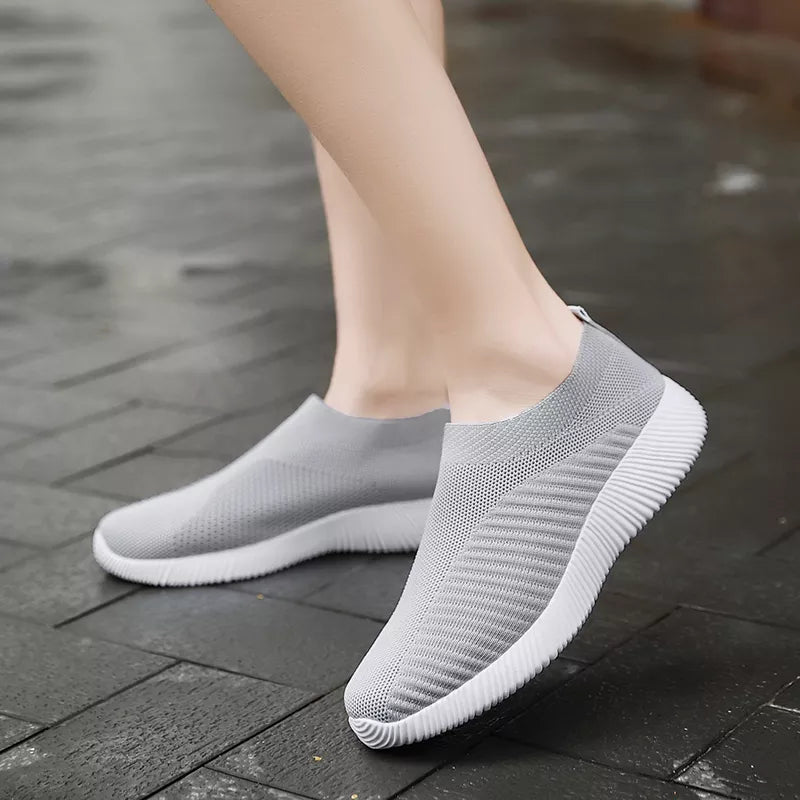 High-Quality Vulcanized Women's Sneakers, Slip-On Loafers, Plus Size 42, Comfortable Walking Flats