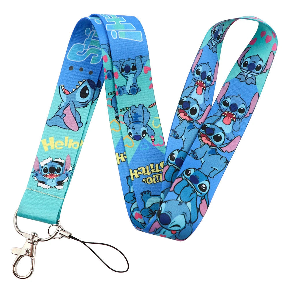 Lilo Stitch Cute Couples Lanyard for Keys, Credit Card Cover, Pass, Mobile Phone Charm Straps, ID Badge Holder, and Key Accessories