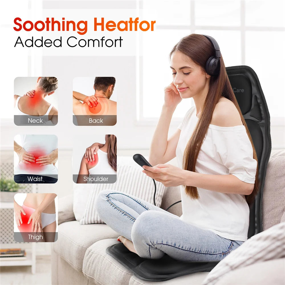 Shiatsu Electric Full Body Massager Cushion for Pain Relief in Car, Chair, and Office Seat