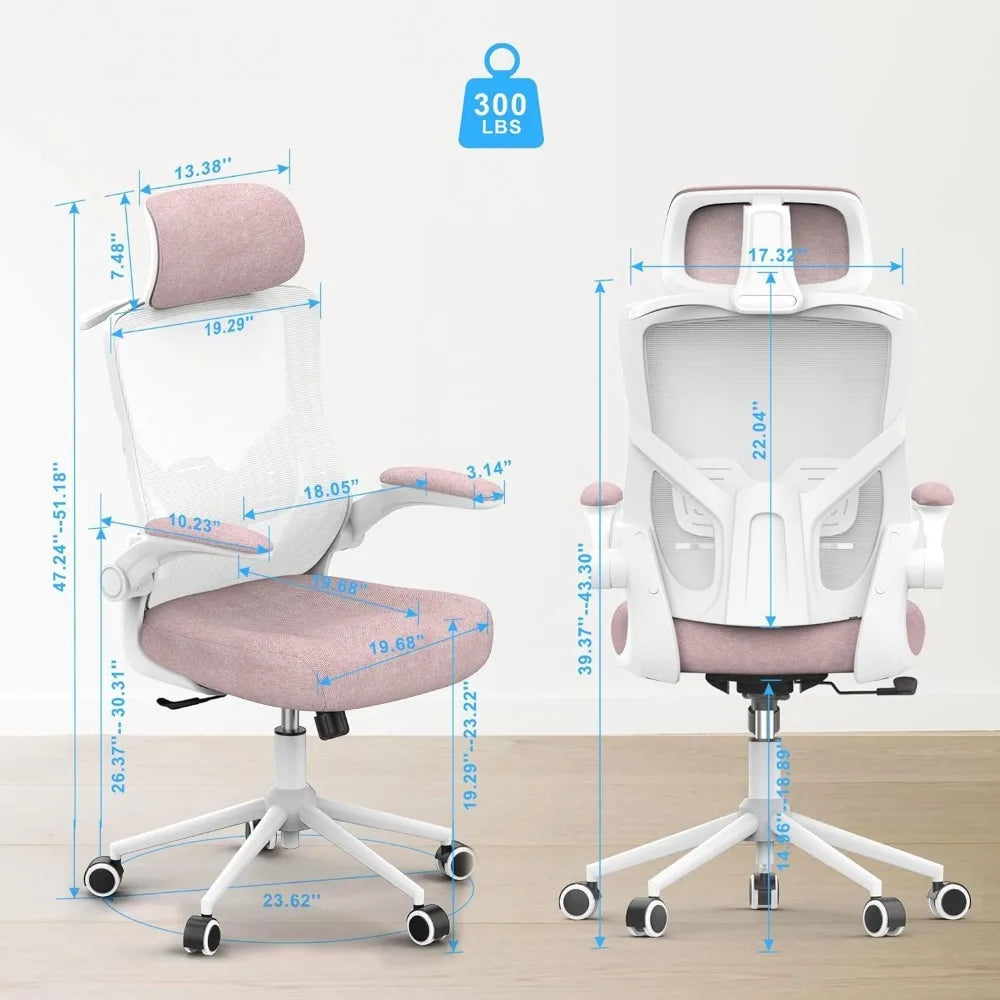 Ergonomic Office Chair High Back Mesh Desk Chair With Thick Molded Foam Cushion Coat Hanger Adjustable Headrest Armchair