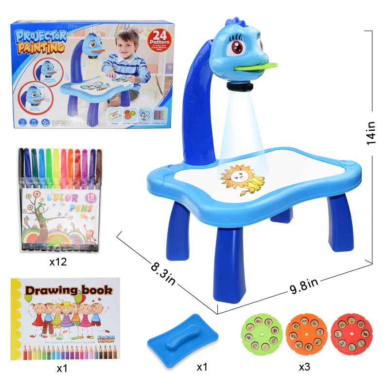 Children's Projector Drawing Table Toy with Arts and Crafts Tools for Educational Painting and Learning, Ideal for Girls