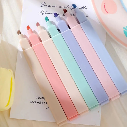 6Pcs Pastel Highlighters, Art Drawing Markers, Fluorescent, Colorful, for Students and Office Use