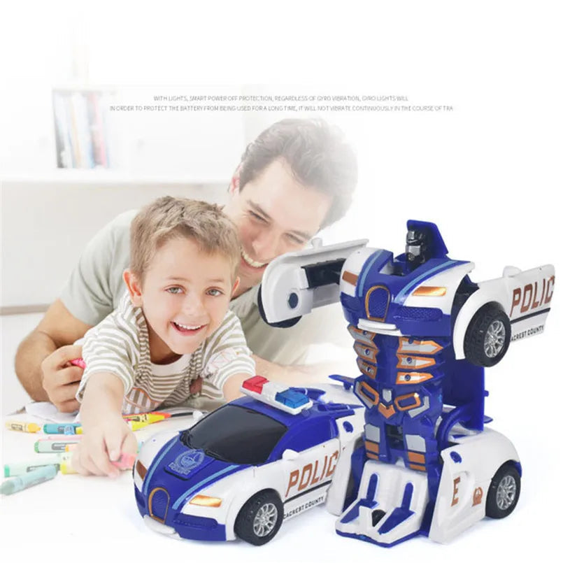 One-key Automatic Transform Robot Car Model Toy for Boys Children Plastic Funny Action Figures Deformation Vehicles Car Kid