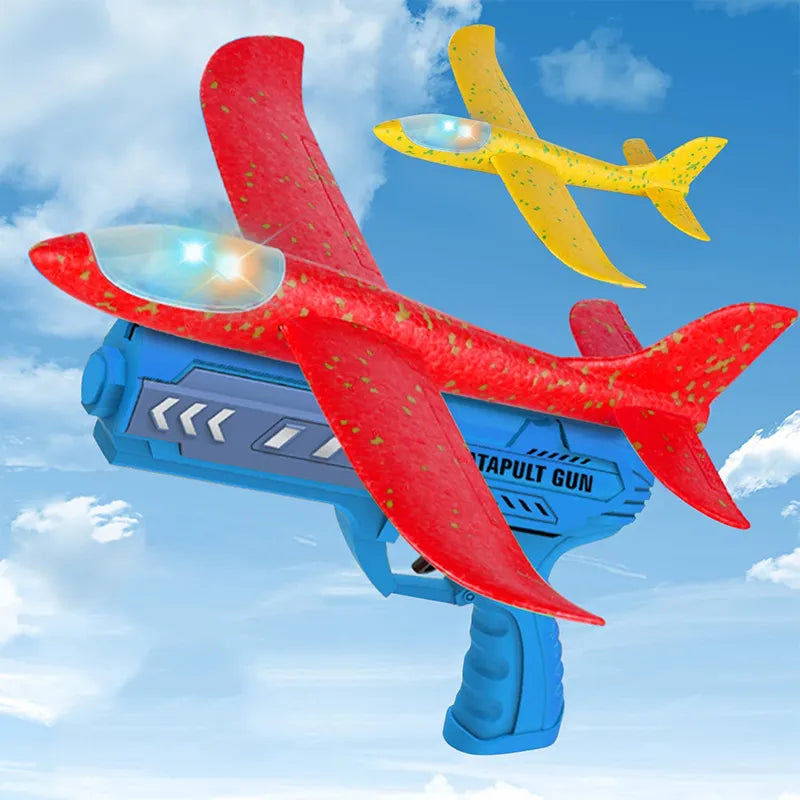 Children Foam Plane Launcher Toy Outdoor Catapult Gun 15M Range Airplane Shooting Roundabout Sports Toys Boy Birthday Gift