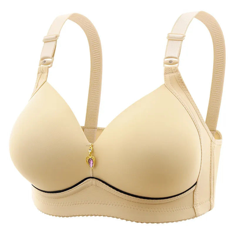 Non-magnetic, Thin Cup, Glossy, Large Size, No Underwire, Comfortable, Breathable, Gathered Women's Bra