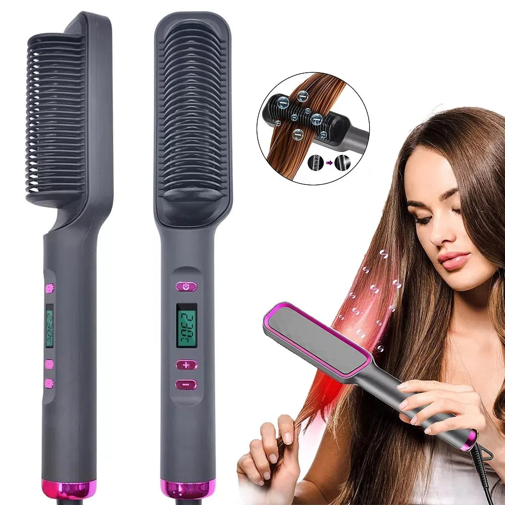 Electric Hot Comb Multifunctional Straight Hair Straightener Comb Negative Ion Anti-Scalding Styling Tool Straightening Brush