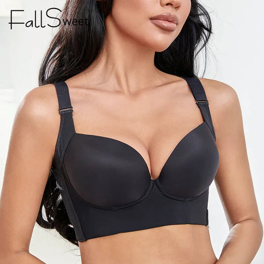 FallSweet Deep Cup Bra: Plus Size Push Up Bras with Full Back Coverage, 34-50