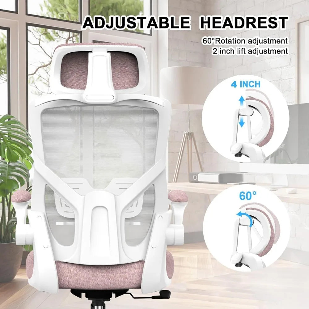 Ergonomic Office Chair High Back Mesh Desk Chair With Thick Molded Foam Cushion Coat Hanger Adjustable Headrest Armchair