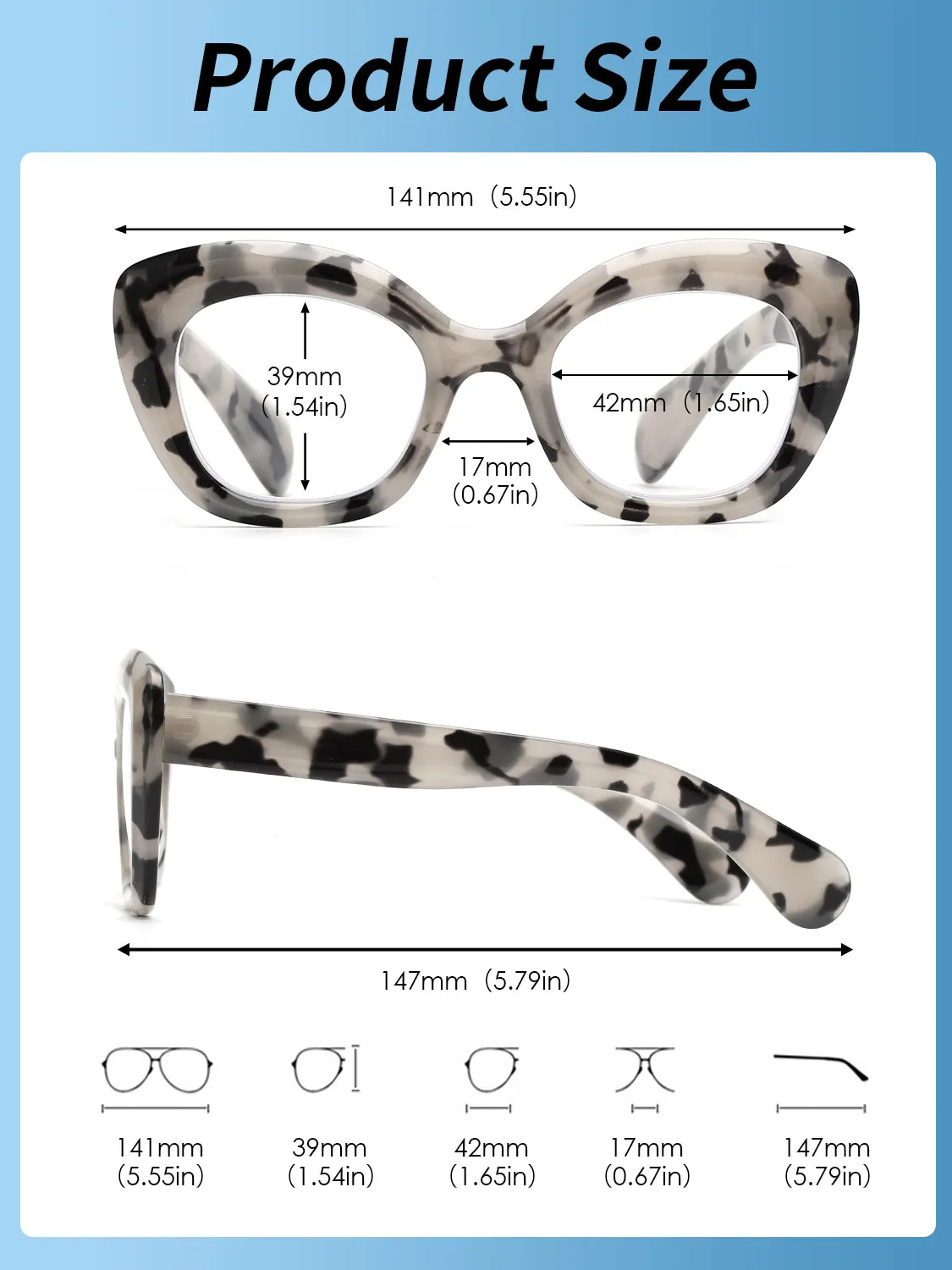 JM Cateye Blue Light Blocking Reading Glasses - Computer Reader for Women and Men with Magnifier Presbyopic Diopter