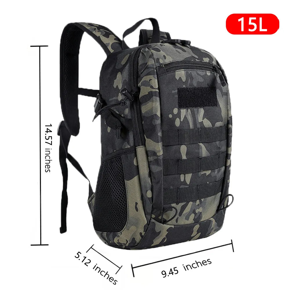 Outdoor Tactical Backpack - Military Rucksacks for Men, 15L/20L Waterproof Sport Travel Backpacks for Camping, Mochila for Fishing and Hunting Bags"