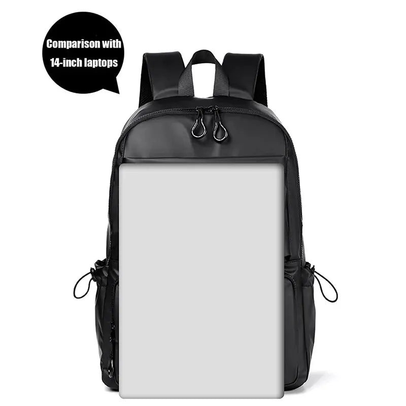 14 Inch Men's Backpack - Large Capacity Travel Leisure PU Computer Backpack for Men and Women - Students Schoolbag