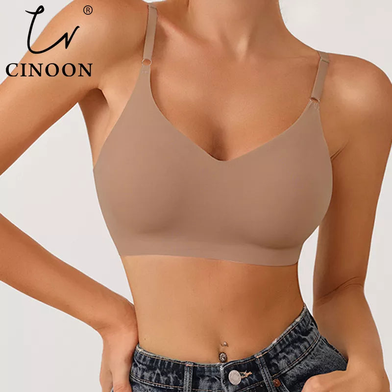 CINOON Seamless Bras: Push Up, Sleep, Removable Padded, One-Piece Brassiere, Wireless Comfort Intimate