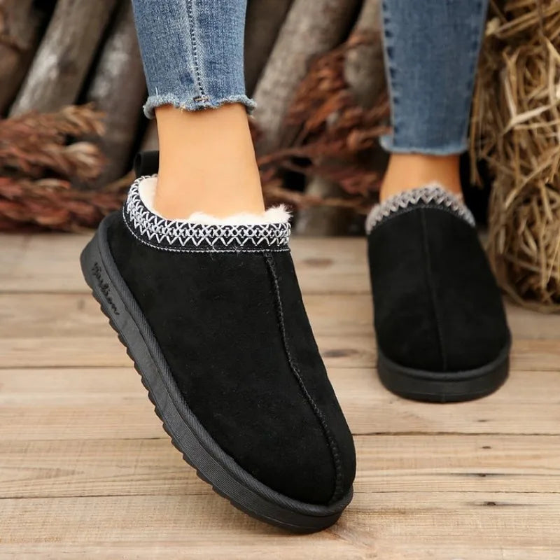 Chelsea Ankle Snow Boots for Women, Winter 2024, New Brand, Fur-Lined, Warm, Flat, Platform Slippers, Flip Flops, Botas