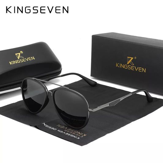 KINGSEVEN - Classic Pilot Polarized Sunglasses for Men - Driving Sun Glasses with UV Blocking, Eyewear Oculos N7936