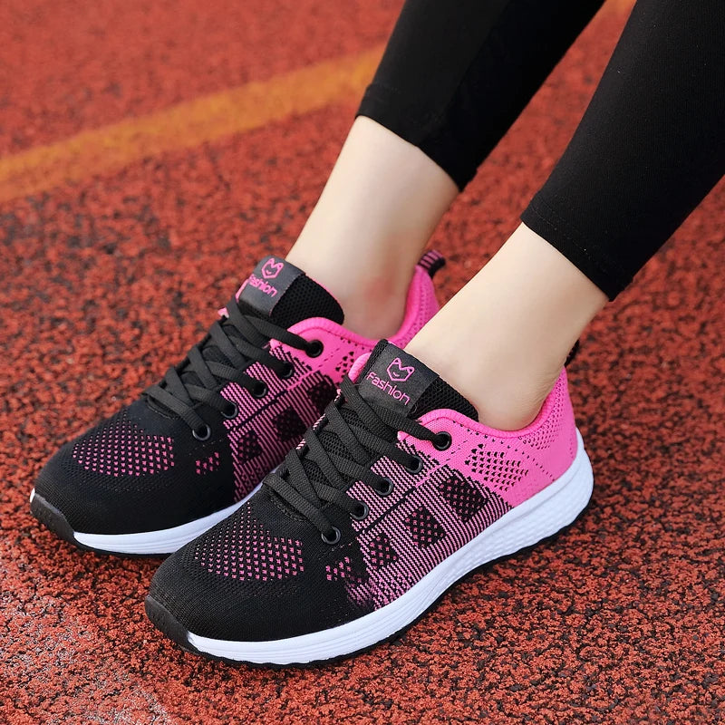 Breathable, Lightweight Women's Running Shoes with Anti-slip, Soft, Fashionable Tennis Sneakers, Lace-Up Outdoor Sports Shoes