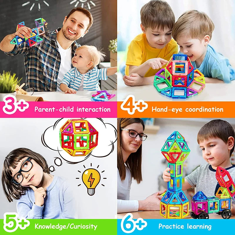 64-184Pcs Kids Magnetic Building Blocks Mini Size Magnet Toys for Boys Construction Set STEM Toy for Children Girls