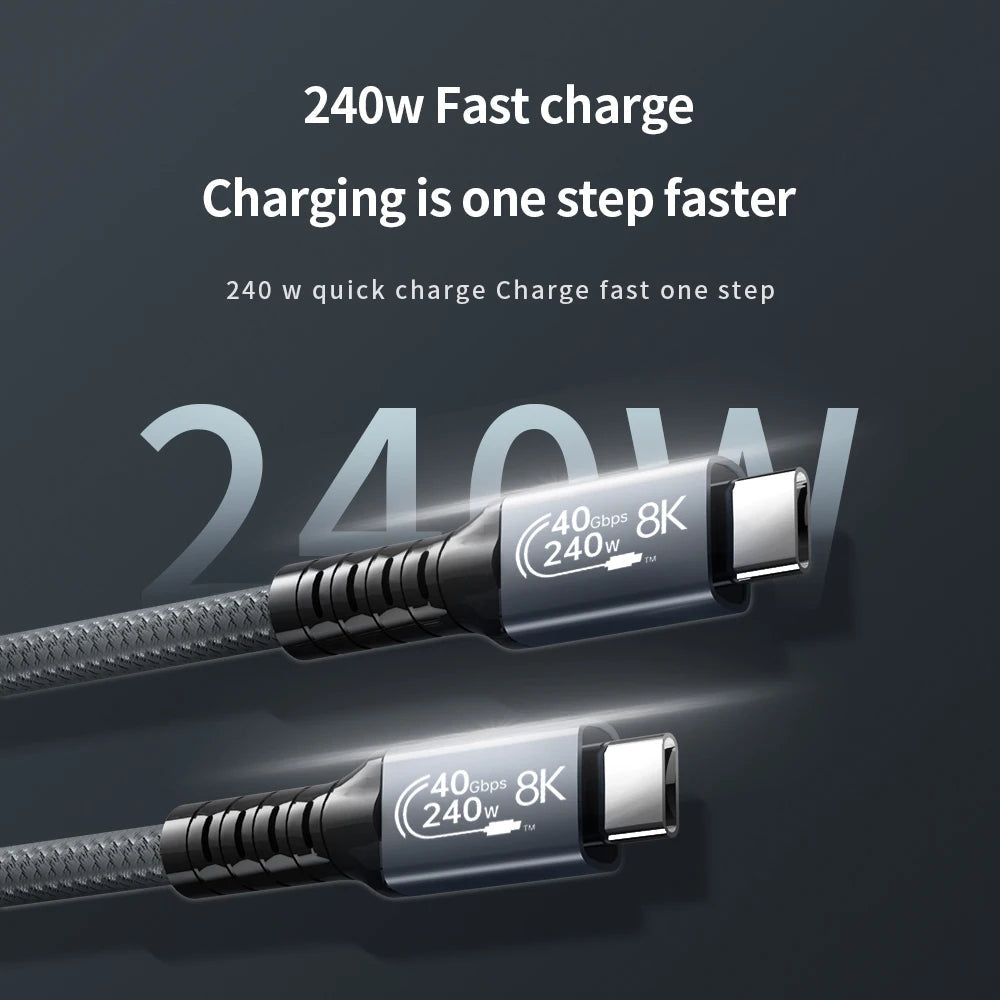 UGOURD USB4 Cable 40Gbps 240W Thunderbolt 4 Type C Fast Charging Cable Thunderbolt3 USB C to C Data Transfer  Cable For eGPU 2m