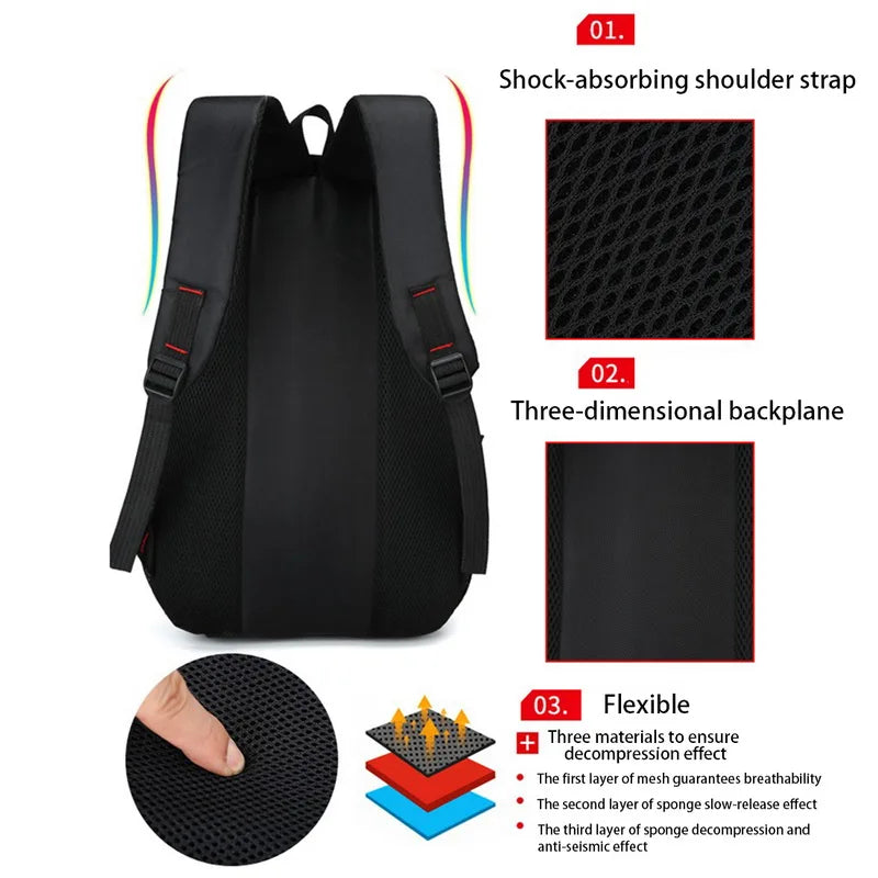 Large-capacity Student School Bag Casual Solid Color Backpack Material Oxford Men New Backpack Multi-functional  Simple Bag