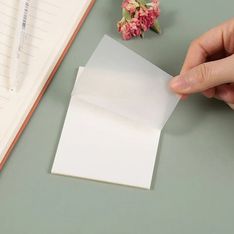 50 Sheets Transparent PET Waterproof Sticky Note Pads for School and Office Stationery Supplies