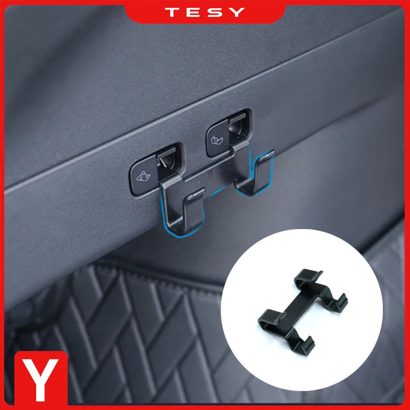 Rear Trunk Hook Seat Button for Model Y Tesla Cargo Grocery Shopping Bag Holder Umbrella Hanger Storage Car Interior 2022