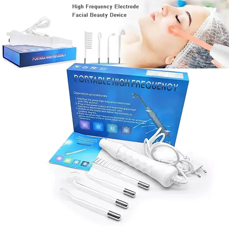 Four Tubes Electrode Skin Care Wand Portable High Frequency Facial Machine for Acne Treatment