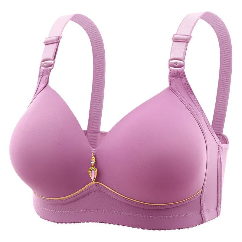 Non-magnetic, Thin Cup, Glossy, Large Size, No Underwire, Comfortable, Breathable, Gathered Women's Bra