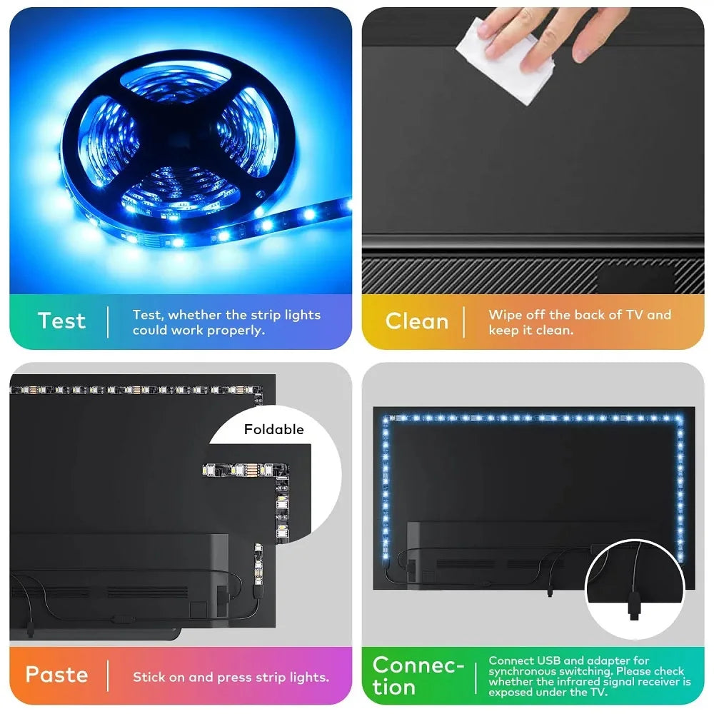 RGB 5050 DC5V USB 24Keys Bluetooth Led Strip Lights Tape With Remote Control Color Change Lamp for Christmas Bedroom Decoration