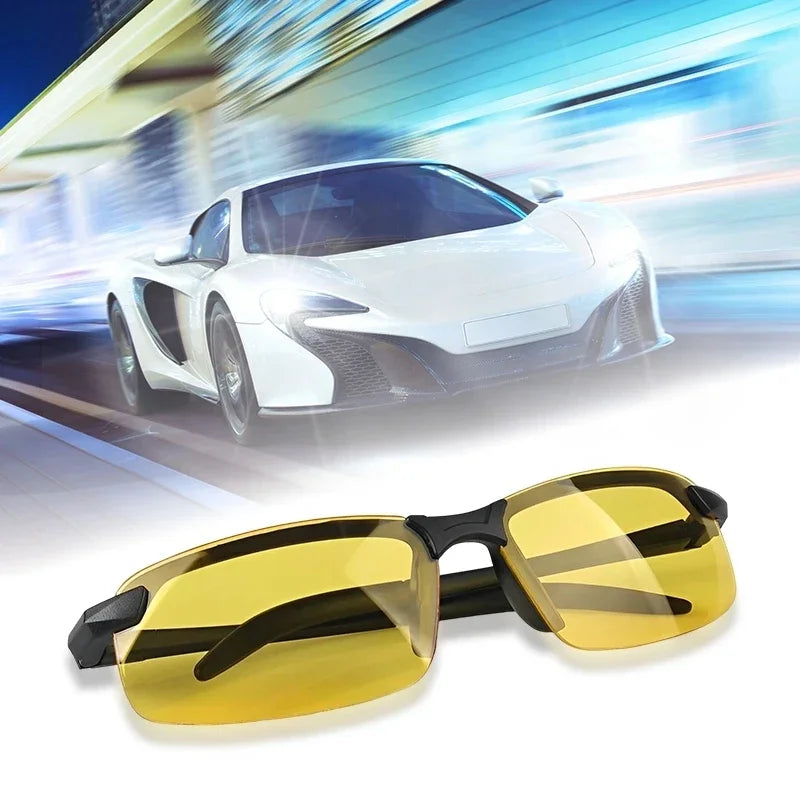 FG Men's Night Vision Driving Glasses with Yellow Lenses, PC Frame, Anti-Glare, for Outdoor Night Use