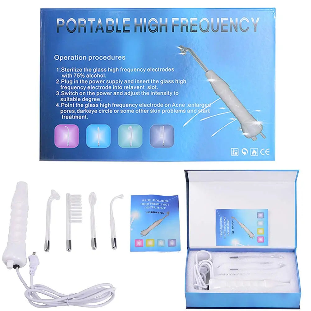 Four Tubes Electrode Skin Care Wand Portable High Frequency Facial Machine for Acne Treatment