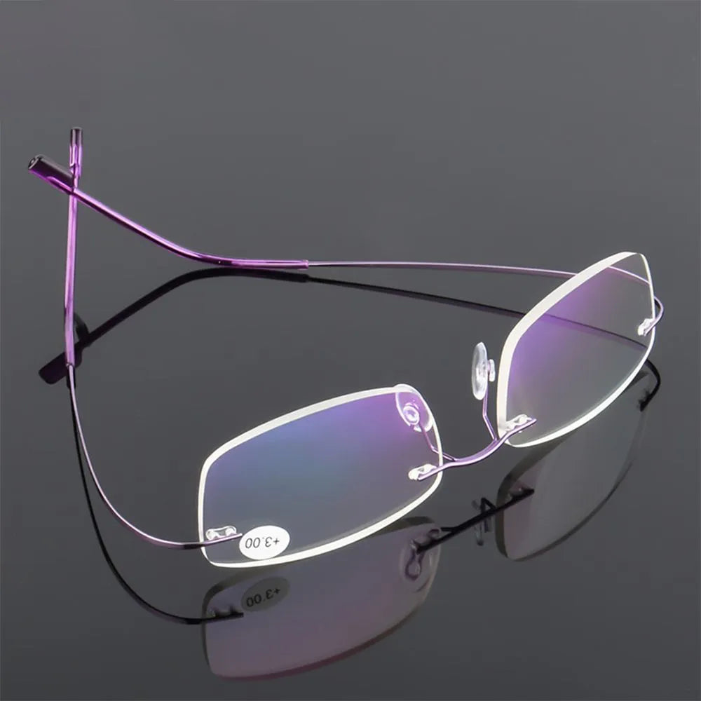 Classic Rimless Memory Titanium Magnetic Reading Glasses - Men and Women - Presbyopia Eyeglasses +1.0~+4.0 Strength