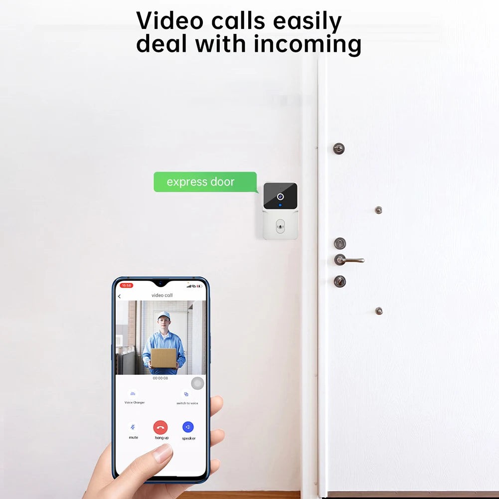 TUYA M8 Wireless Doorbell with HD Camera, WiFi, Night Vision, Video Intercom, Voice Change, for Home Security Monitoring