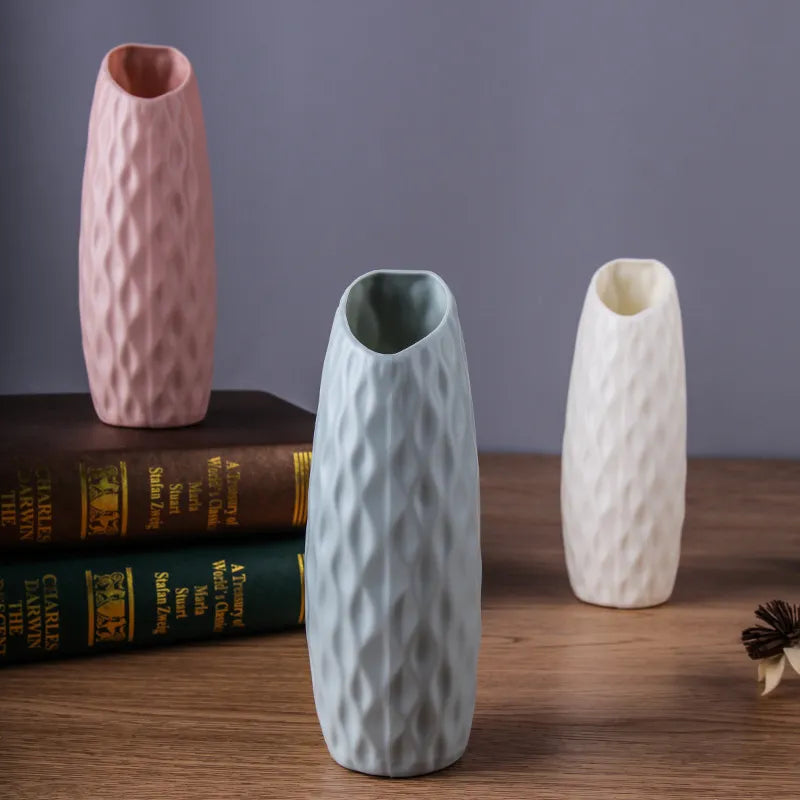 Plastic Flower Modern Vase Decoration Home Nordic Style Vase Imitation Ceramic Flower Pot Decoration Vases for Flowers