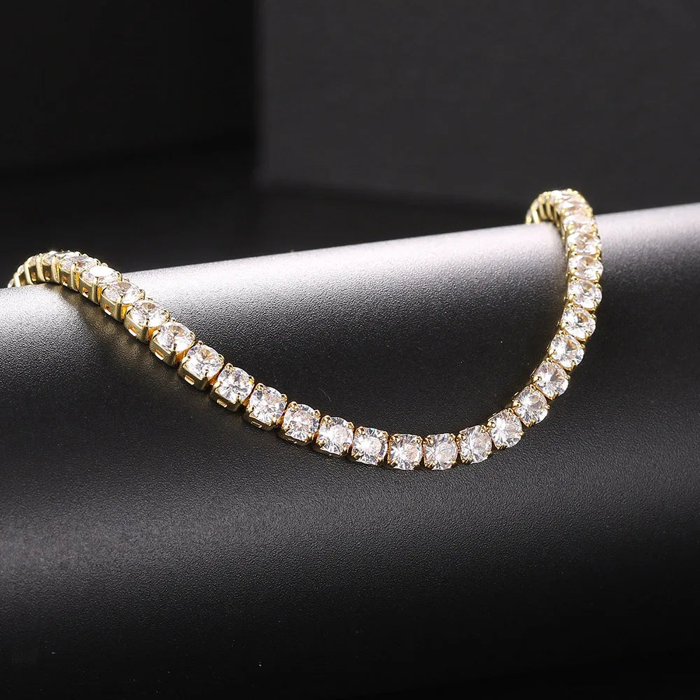 Sexy Choker Iced Out Tennis Chain Necklace For Women Luxury Cubic Zircon Crystal Short Hiphop Neck Accessories Jewelry OHN016