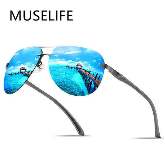 New Polarized Men's Sunglasses - Classic Metal Frame Driving Sun Glasses with Mirror Lens - Suitable for Men and Women